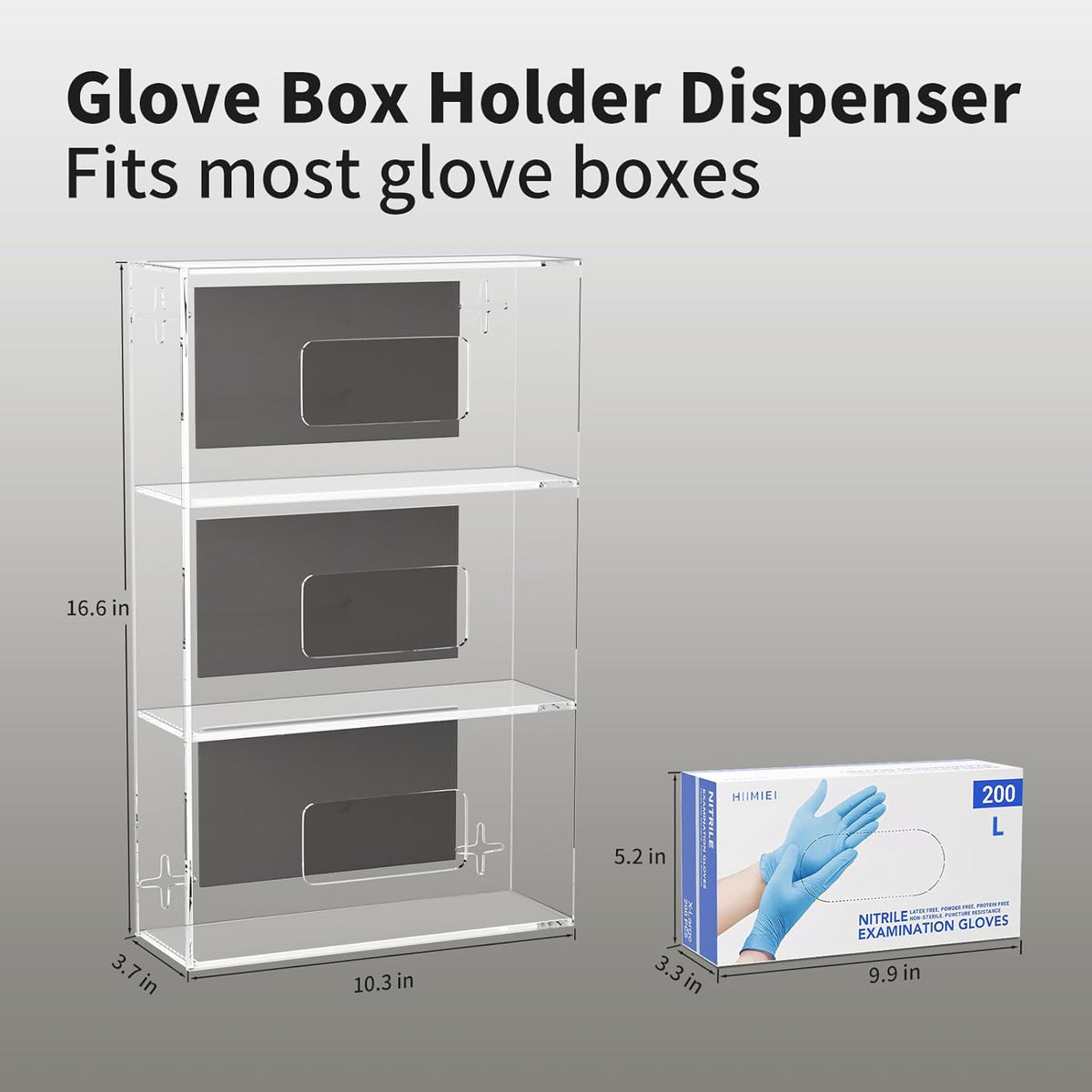 HIIMIEI Glove Holder for Wall Mount: Magnetic Gloves Box Holder, Acrylic Disposable Rubber Latex