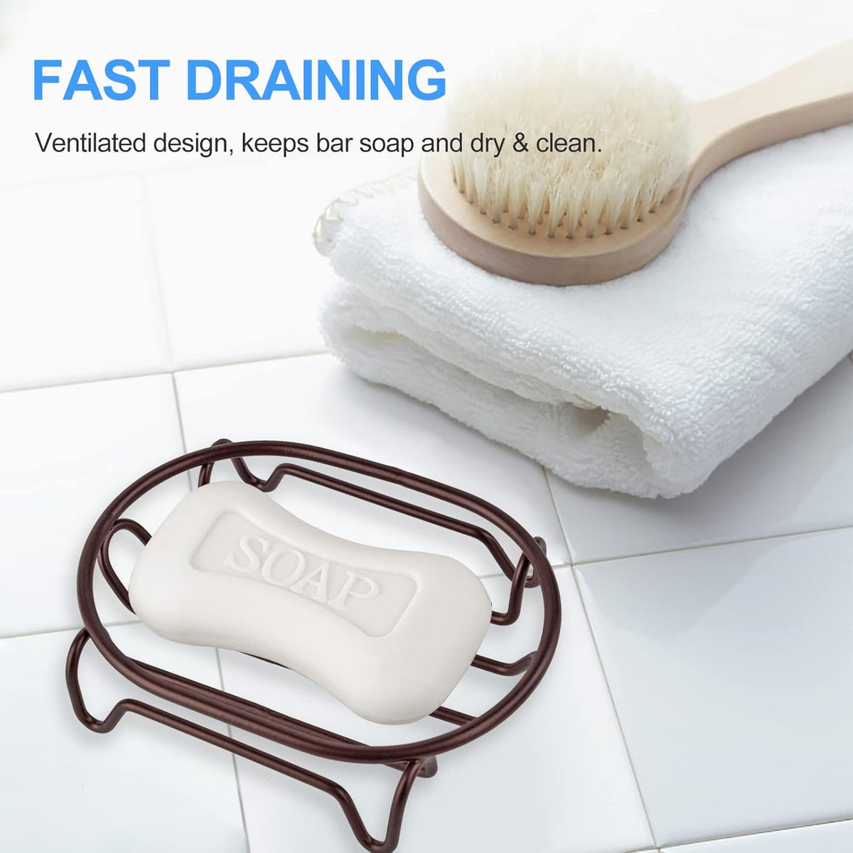 Soap Dish for Shower Bathroom Bar Soap Holder, Stainless Steel Self-draining Soap Rack Tray Saver