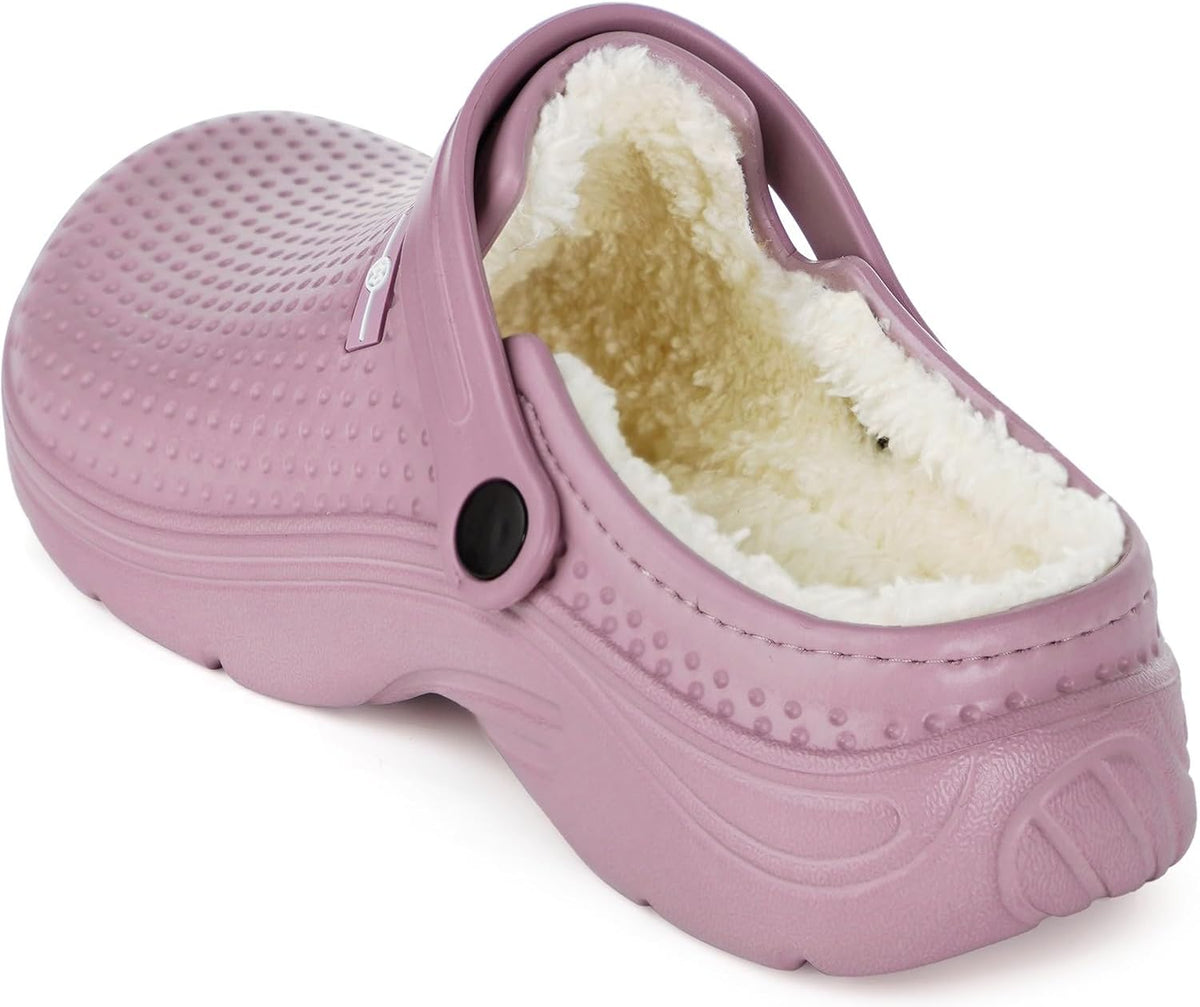 Womens Mens Fur Lined Clogs Waterproof Garden Shoes Winter Warm Fleece Lining Fuzzy House Home