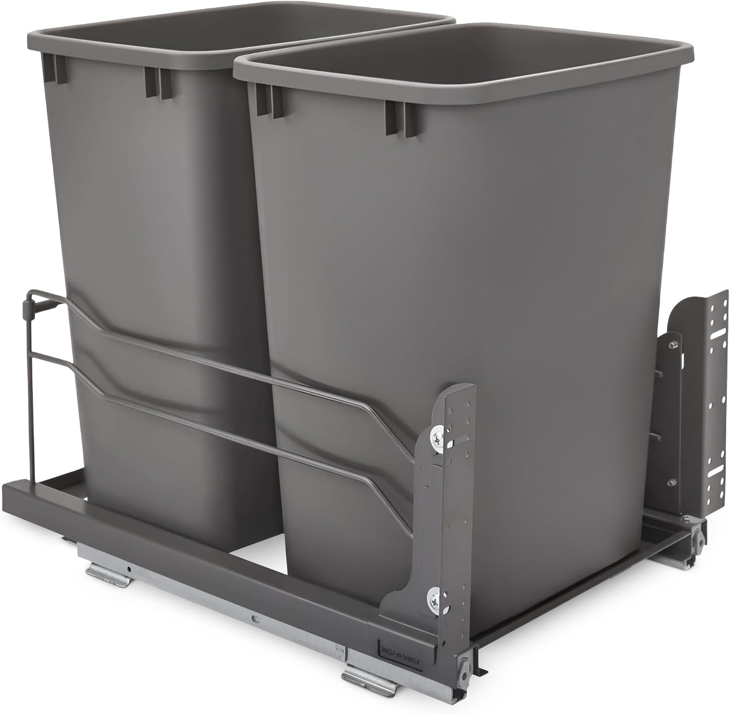 Rev-A-Shelf Double Pullout Trash Cans for Under Kitchen Cabinets 35 Quart 8.75 Gallon with
