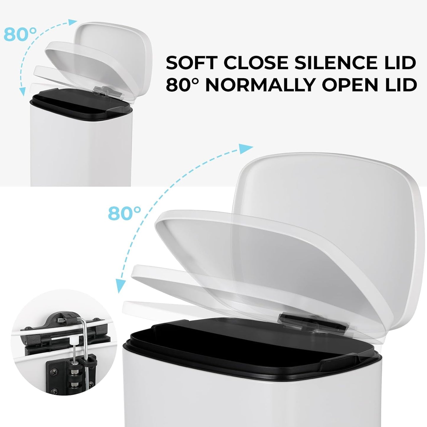 13.2 Gal Kitchen Trash Can, 50L Recycling or Garbage Bin, Brushed Stainless Steel Waste Basket