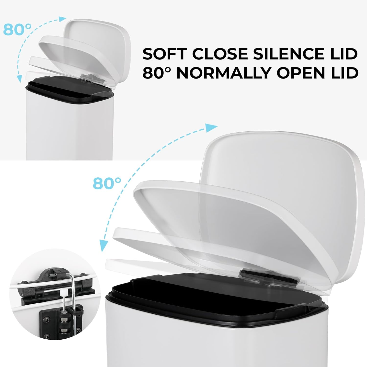 13.2 Gal Kitchen Trash Can, 50L Recycling or Garbage Bin, Brushed Stainless Steel Waste Basket