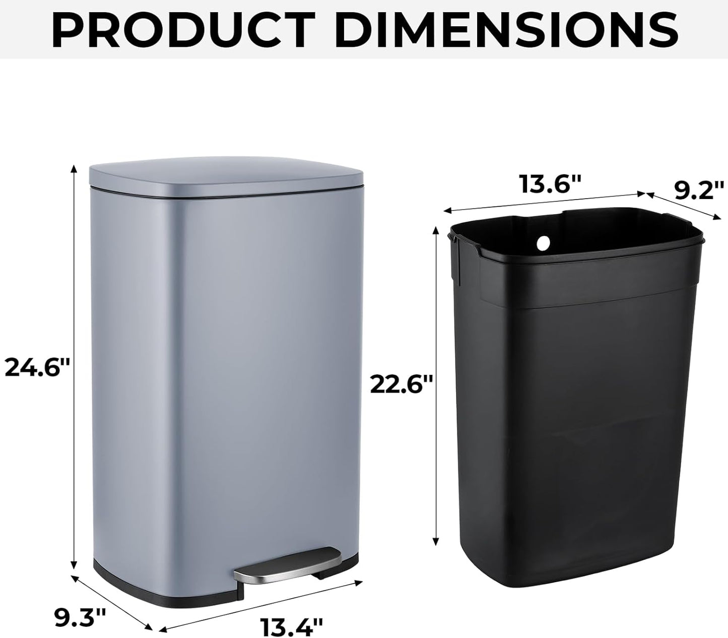 8 Gal Kitchen Trash Can, 30L Recycling or Garbage Bin, Brushed Stainless Steel Waste Basket
