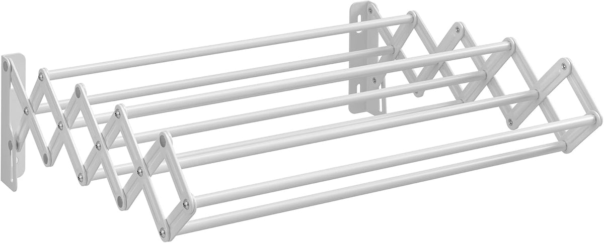 SONGMICS Clothes Drying Rack, Wall-Mounted Drying Rack Clothing, Small Accordion Laundry Rack, 9