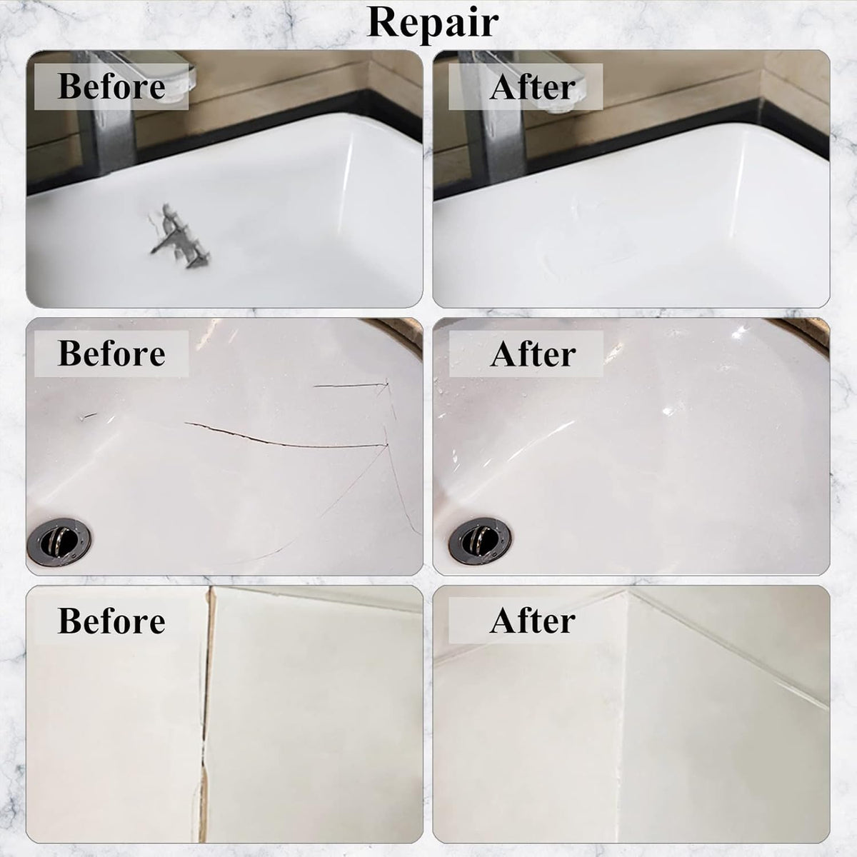 Tub, Tile and Shower Repair Kit (Color Match), Hupeyna Porcelain Repair Kit, Bathtub Repair Kit for