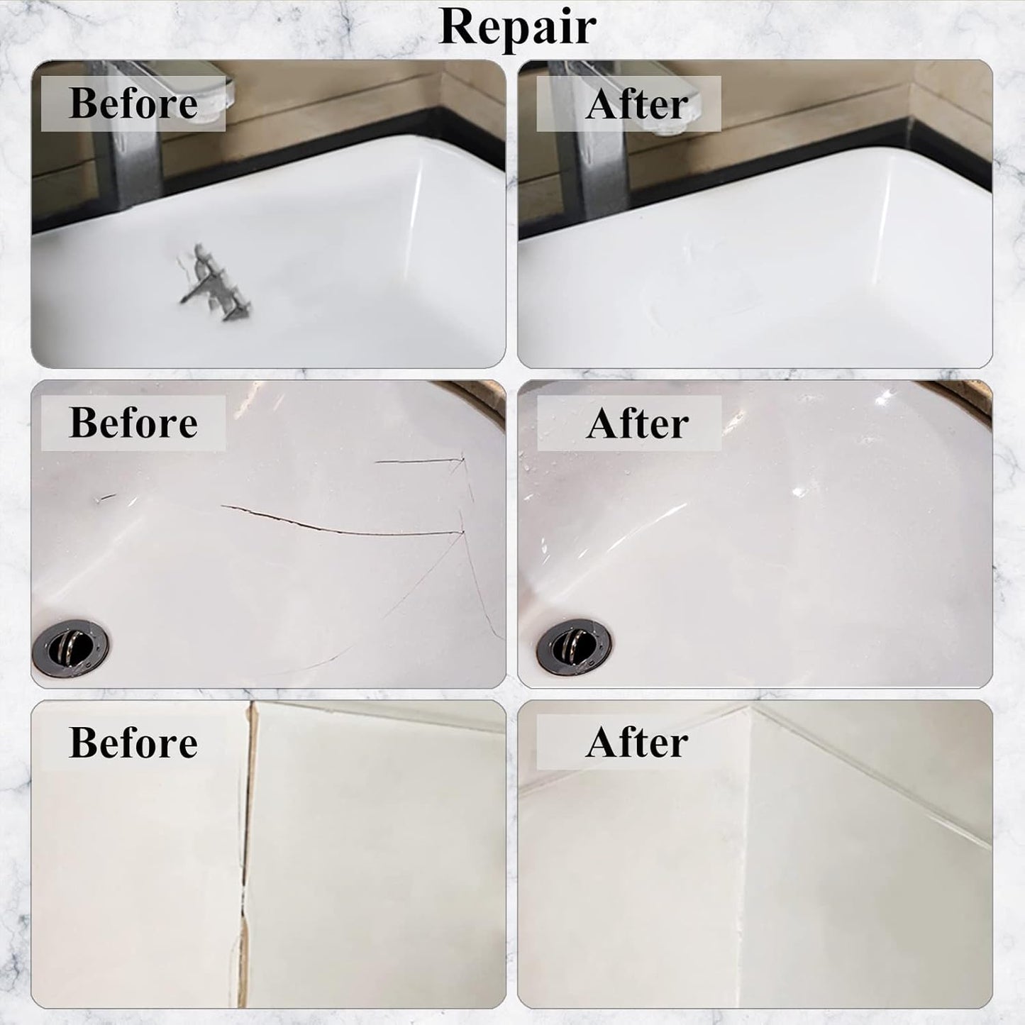 Tub, Tile and Shower Repair Kit (Color Match), Hupeyna Porcelain Repair Kit, Bathtub Repair Kit for