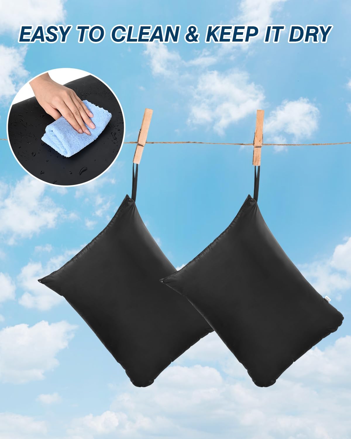OTraki 2Pcs Large Laundry Bags 24x32 inch Wet Dry Bag Reusable Waterproof bag with Zipper Wet