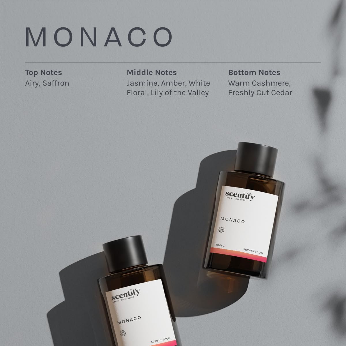 Scentify Monaco Aroma Oil Refill Scent for Oil Diffusers - Saffron, Jasmine, Amber, Cedar Scents