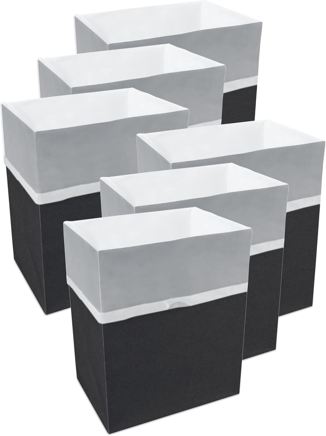13 Gallon Disposable Trash Cans (6-Pack) with Fitted Trash Bags - Reusable Garbage and Recycling