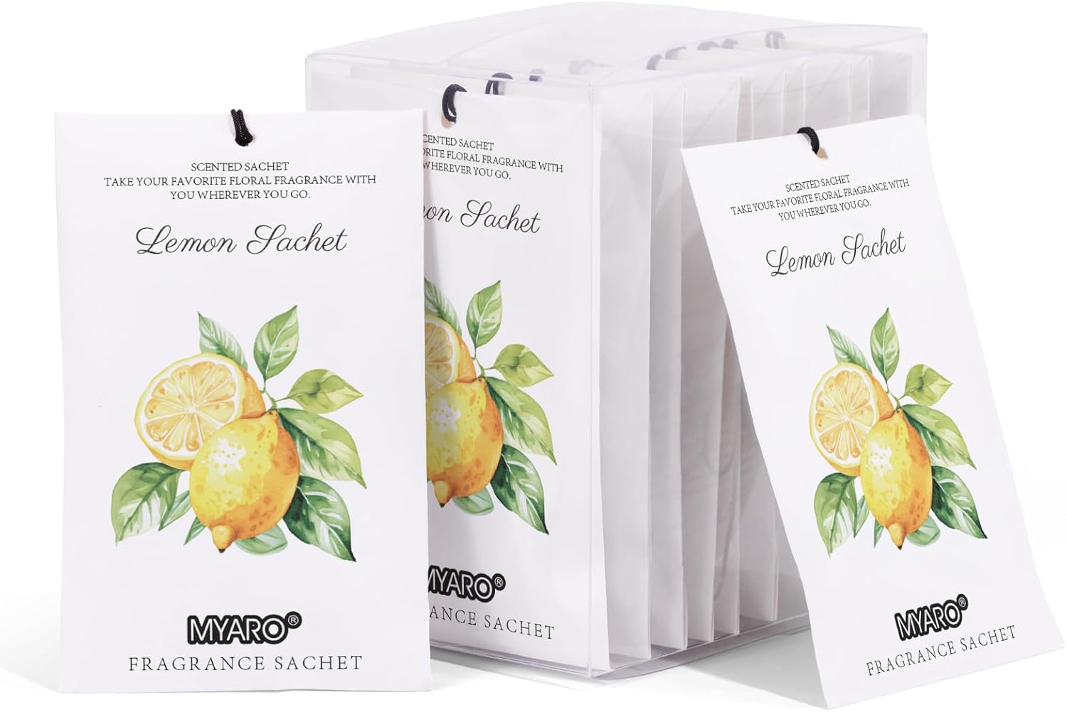 MYARO 12 Packs Lemon Scented Sachets for Drawer and Closet, Long-Lasting Closet Sachet Bags Drawer