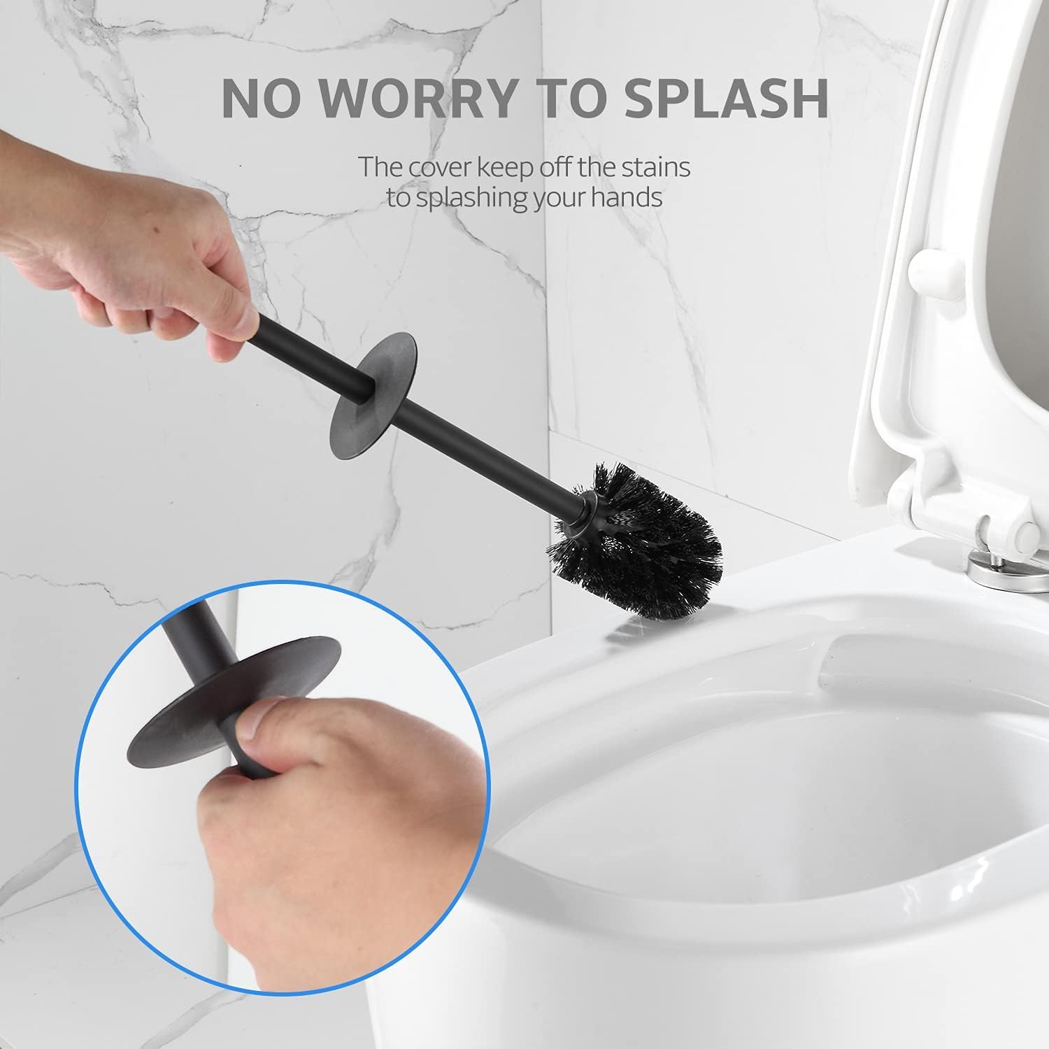 BGL Toilet Brush and Holder Set, Matte Black Freestanding for Bathroom Storage and Organization