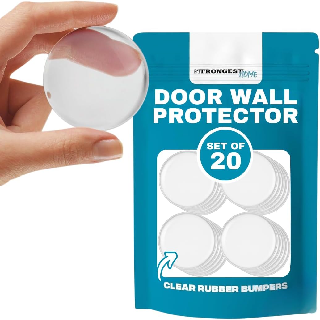 Strongest Home Door Wall Protector Clear Bumpers (Set of 20) – 2 Inch Silicone Adhesive Pads for