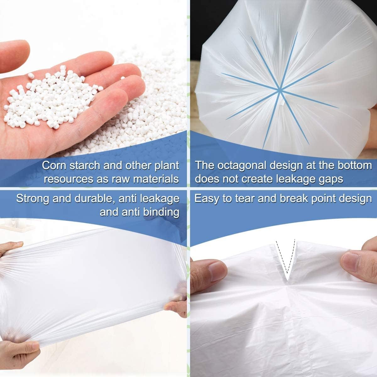 Small Trash Bags 2.6 Gallon - Bathroom Garbage Bag Biodegradable Kitchen Trash Can Liners