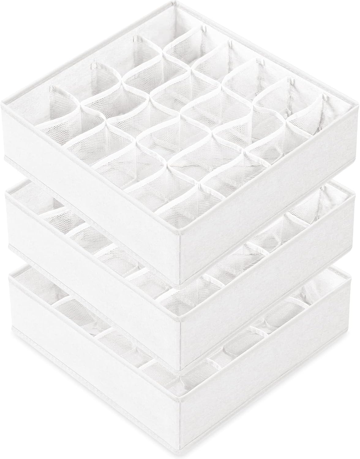 Criusia 3 Pack Sock Underwear Drawer Organizer Dividers, 64 Cell Fabric Foldable Cabinet Closet