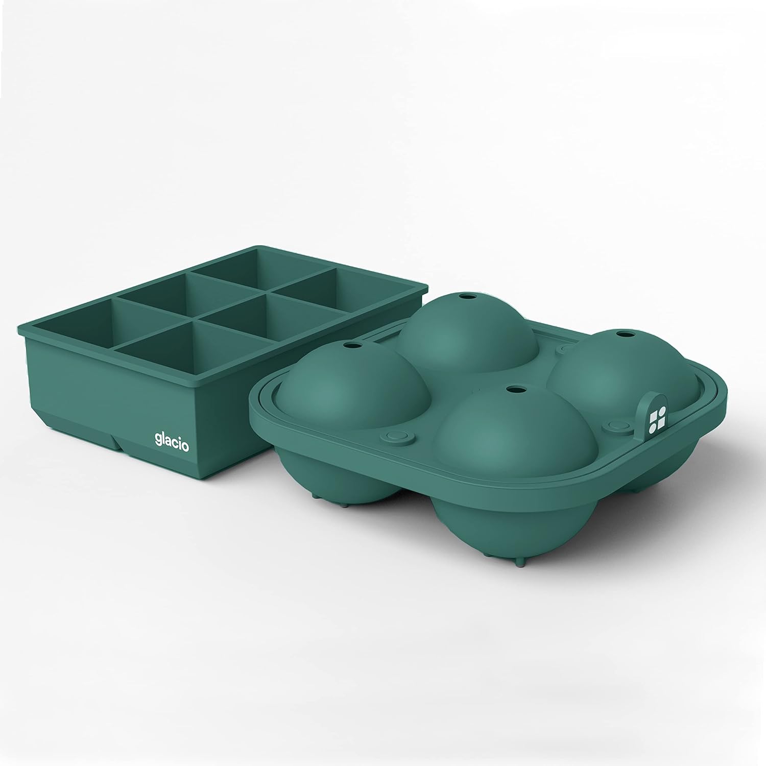 glacio Ball Ice Cube Tray and Big Ice Cube Molds for Whiskey, Slow-Melting, 100% Silicone