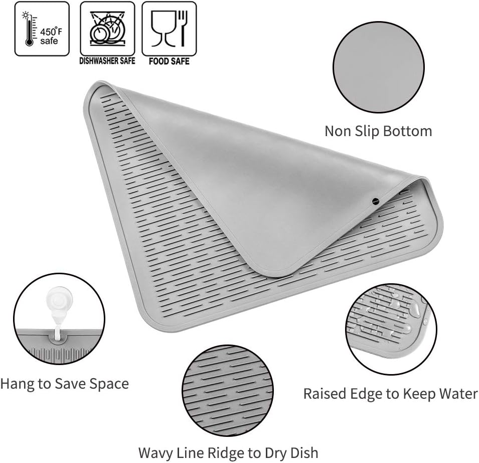 Silicone Dish Drying Mat for Multiple Usage,Easy clean,Eco-friendly,Heat-resistant Silicone Mat for