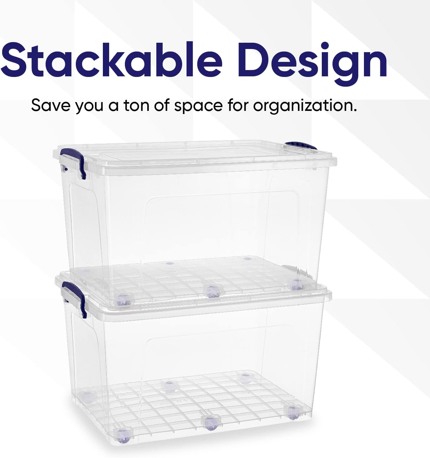 Superio Storage Bins with Lids, Clear Plastic Containers for Organizing, Stackable Totes, BPA Free