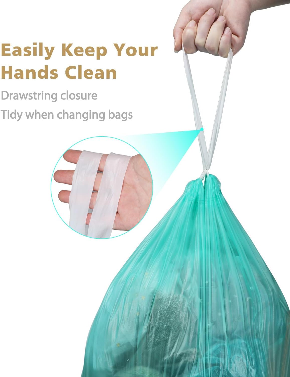 AYOTEE Compostable Trash Bags 4 Gallon Drawstring Trash Bags,100 Counts Ultra Strong Unscented