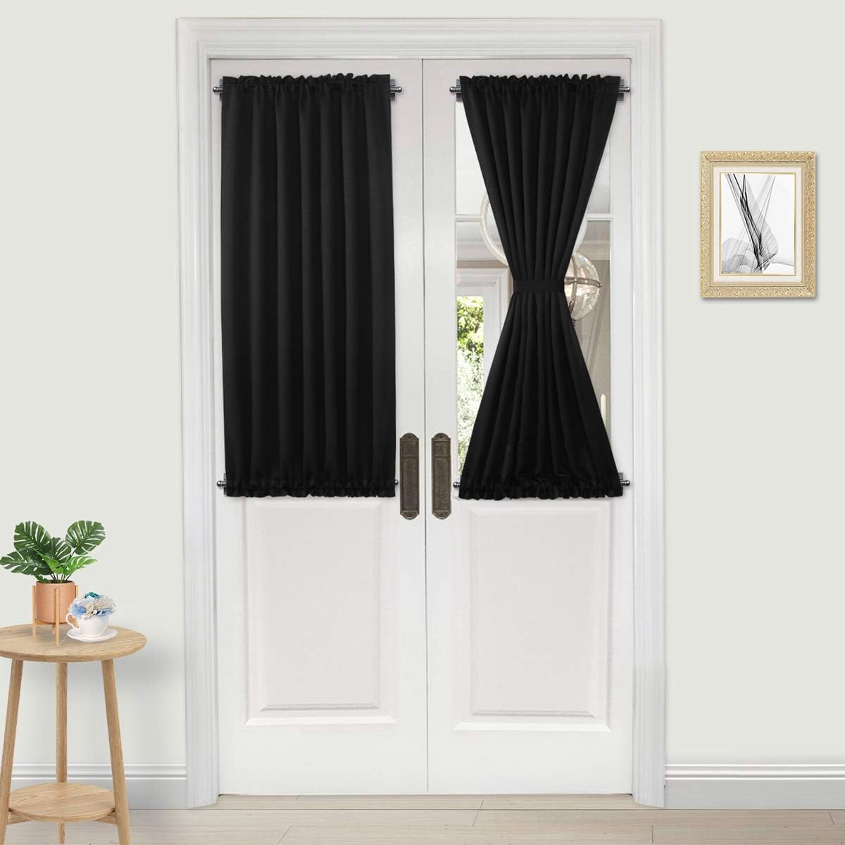 DWCN French Door Curtains – Rod Pocket Thermal Blackout Curtain for Doors with Glass Window