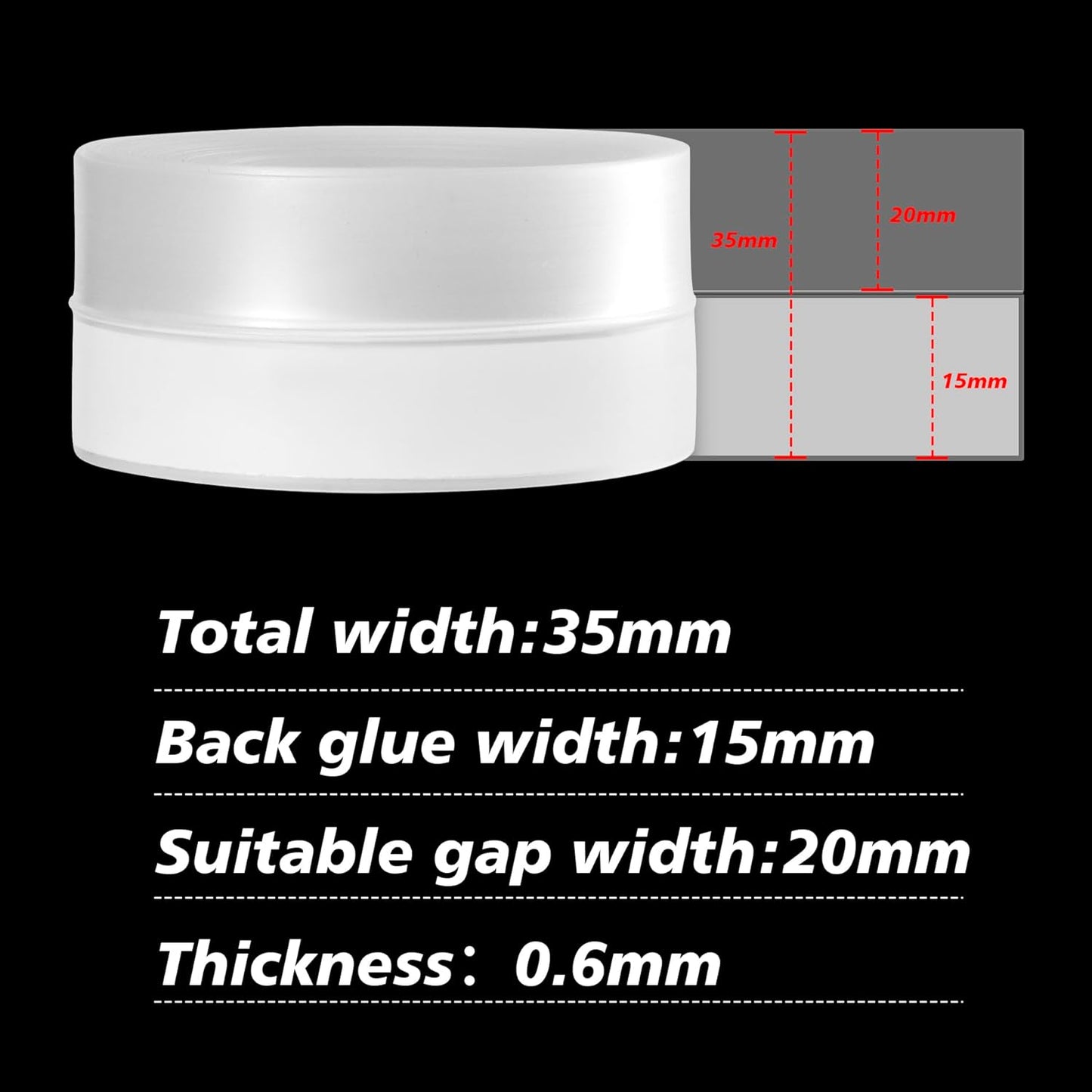 RECAPS 35mm 16.4 Feet Silicone Weather Stripping Door Seal, Transparent Under Door Gap Filler for