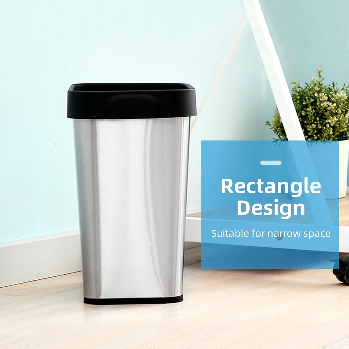 2 Pack Stainless Steel Trash Can 3 Gallon, Open Top Trash Can, 8" x 11" x 13", Rectangle Rubbish