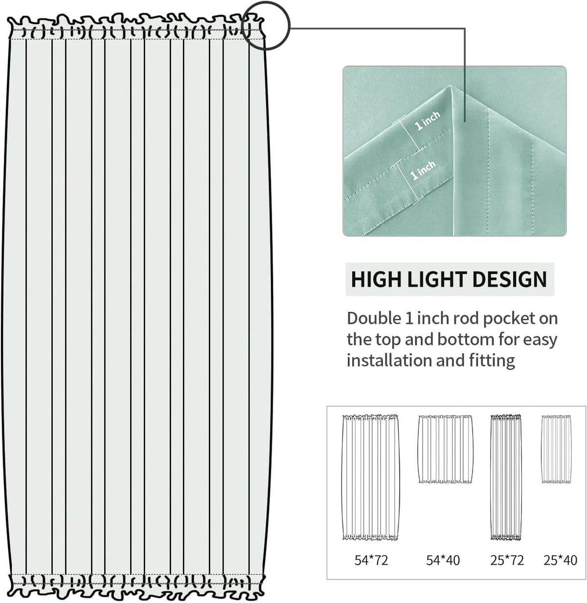 DWCN French Door Curtains – Rod Pocket Thermal Blackout Curtain for Doors with Glass Window