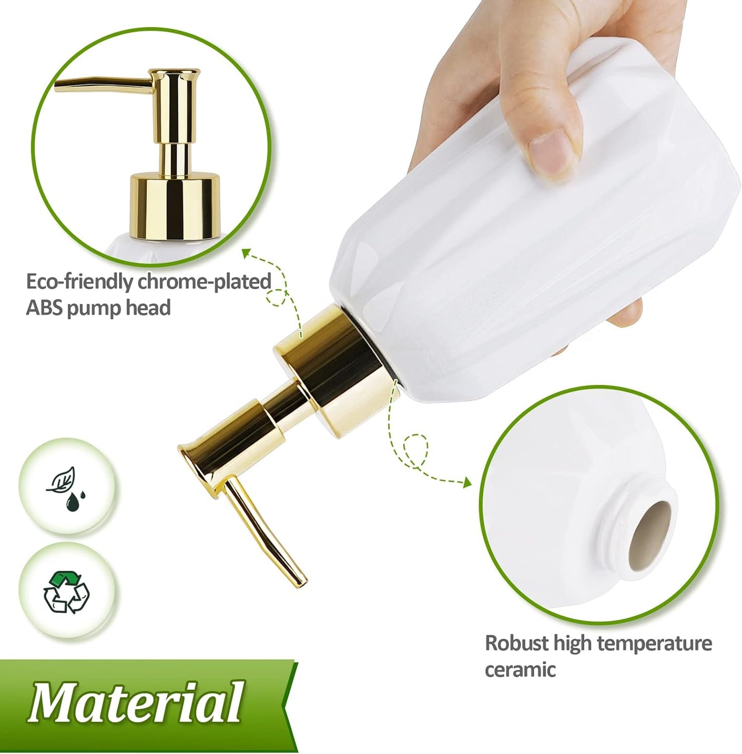Natheeph Dish Soap Dispenser, Hand Soap Dispenser Ceramic Bottle, Refillable Liquid Great for