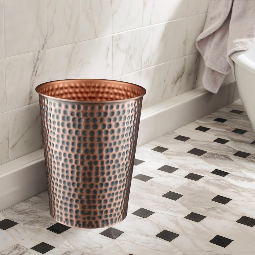 Monarch Abode Handcrafted Metal Wastebasket Trash Can for Home Office Bedroom, Decorative