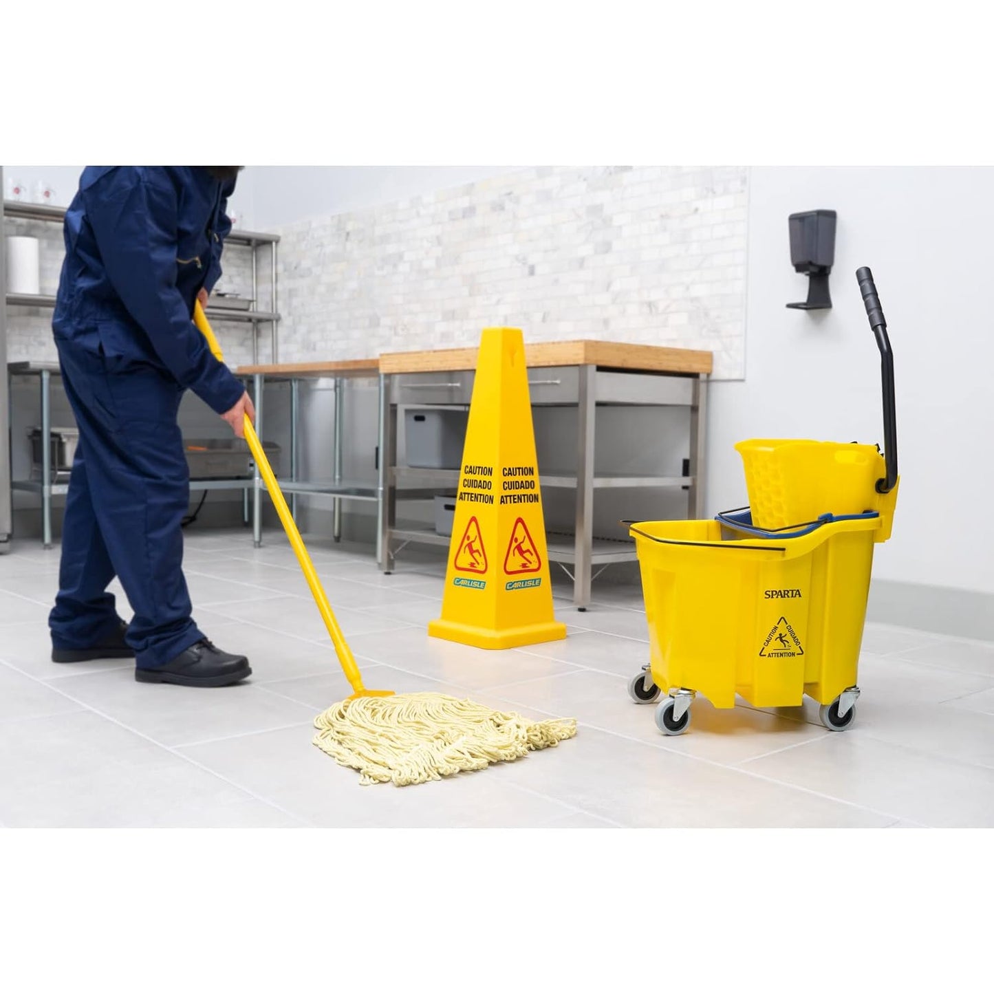 Carlisle FoodService Products Omnifit Mop Bucket with Side Press Wringer and Soiled Water Insert