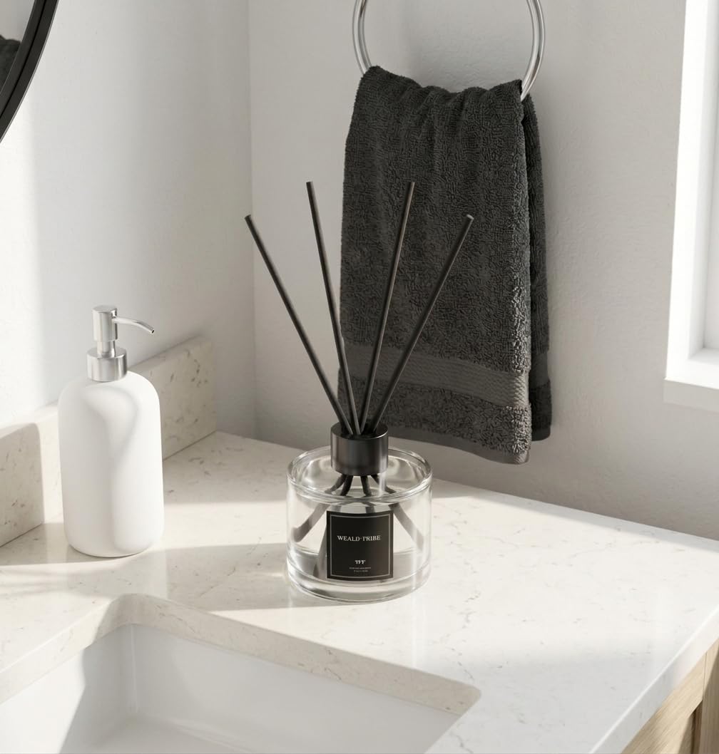 Reed Diffuser Set of 3 for Bathroom Air Fresheners, Oil Diffuser Sticks | Fresh Linen, Ocean