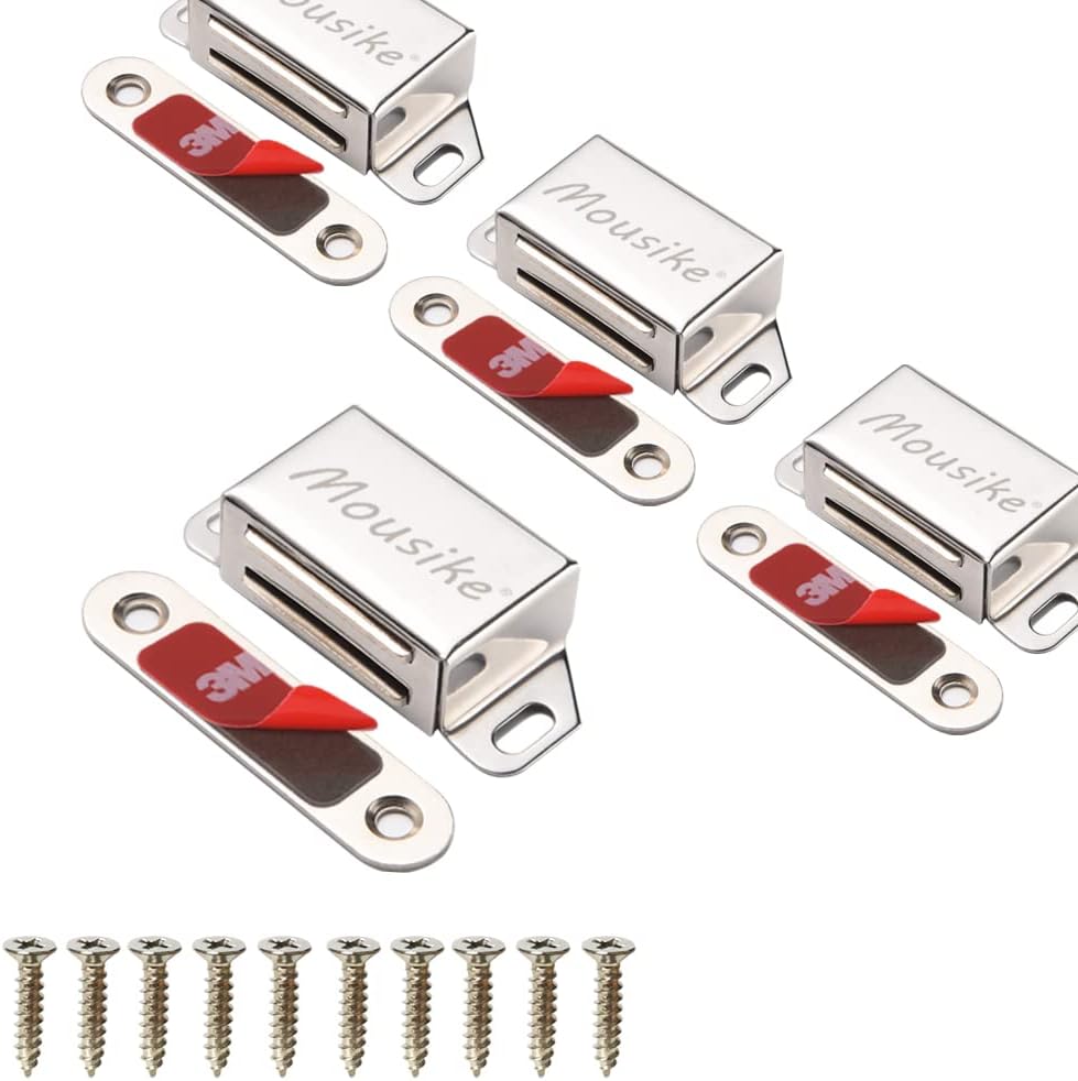 Mousike Cabinet Magnets 30lb Stainless Steel Magnetic Door Catch with Strong Magnetic for Kitchen