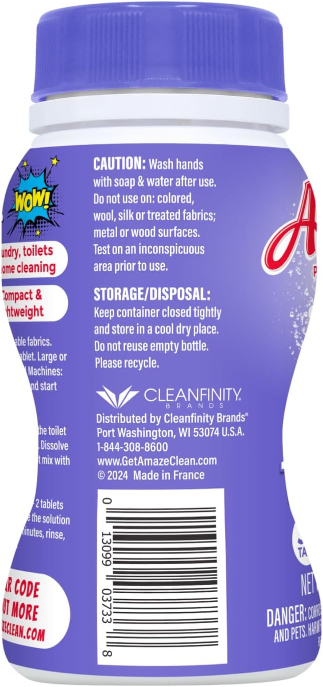 AMAZE Ultra Concentrated Bleach Tablets [32 tablets] - Lavender Scent - for Laundry, Toilet, and