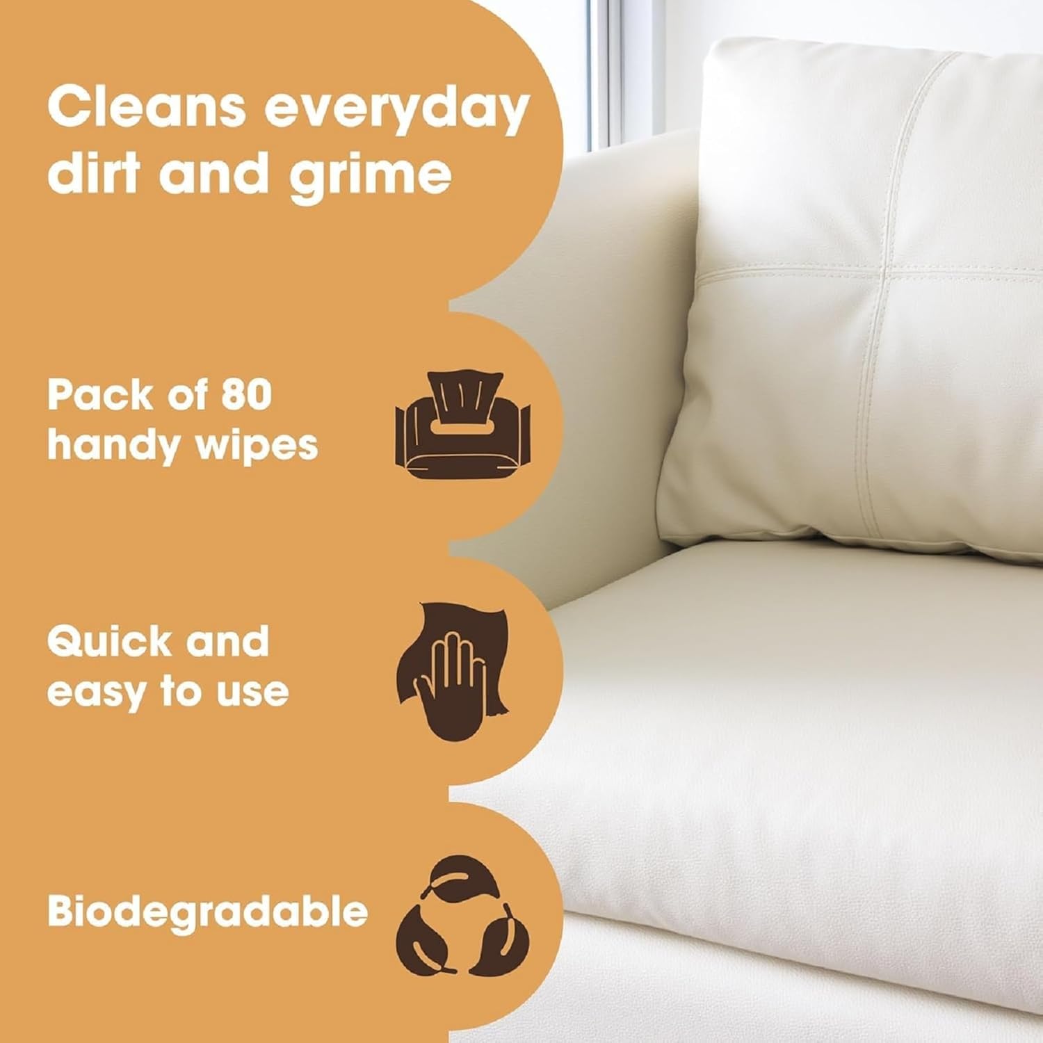 Furniture Clinic Leather Cleaning Wipes | 80 Count | Clean & Restore Leather & Vinyl Furniture
