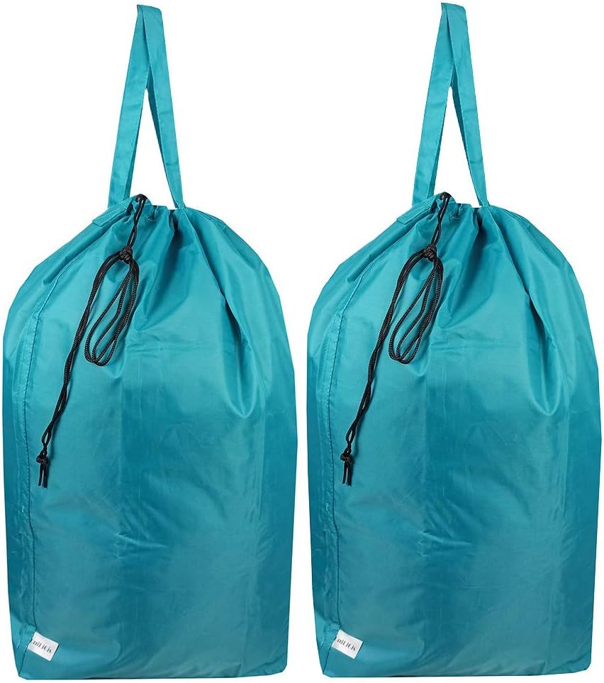 Tear Proof Nylon Laundry Bag with Handles (2 Pack),Travel Laundry Bag with Drawstring Closure,Dirty