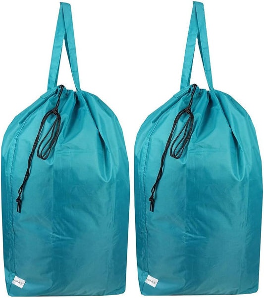 Tear Proof Nylon Laundry Bag with Handles (2 Pack),Travel Laundry Bag with Drawstring Closure,Dirty