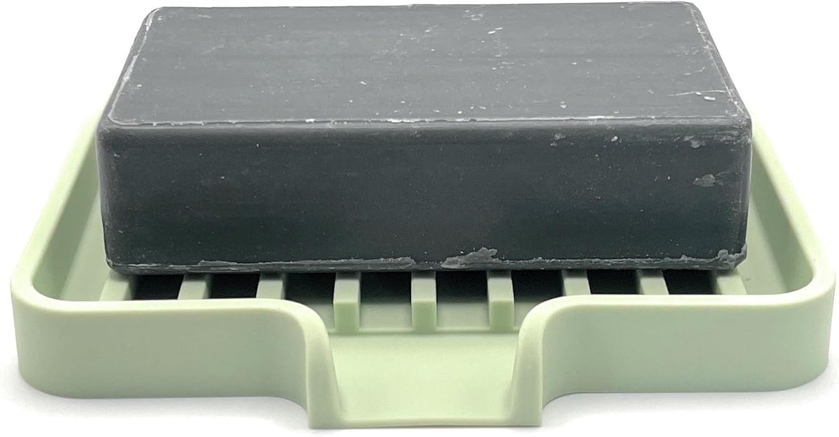 Happitasa Silicone Soap Dish Tray and Sponge Holder with Drain Chute, Pack of 2 | Bathroom and