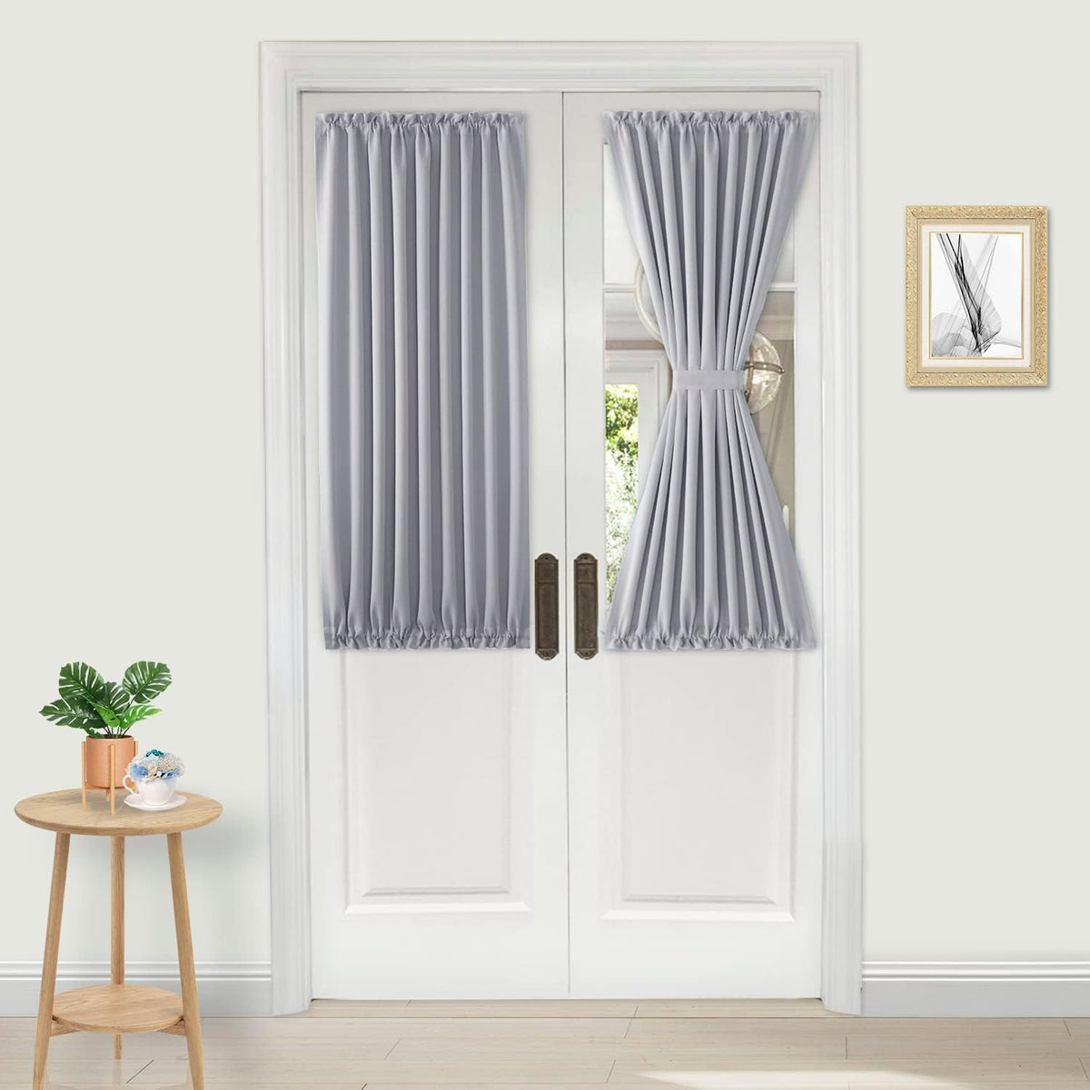 DWCN French Door Curtains – Rod Pocket Thermal Blackout Curtain for Doors with Glass Window