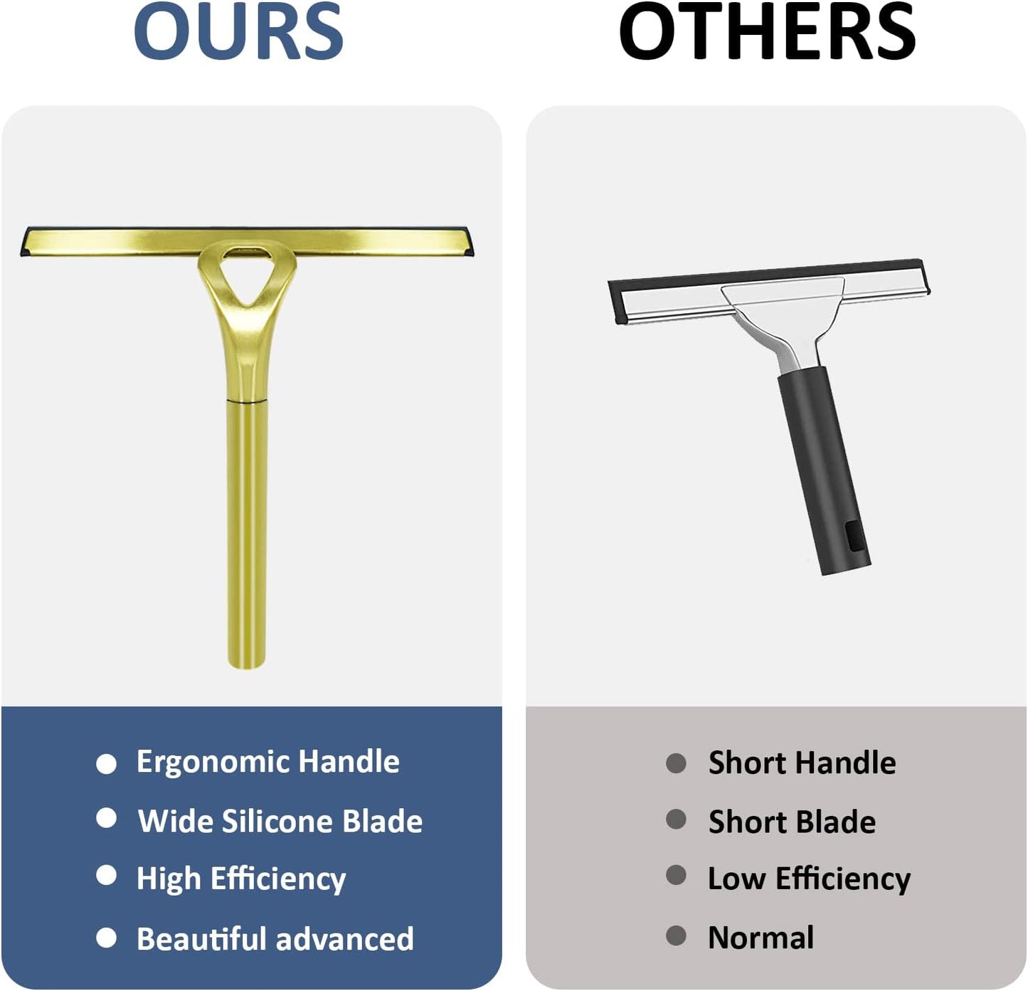 Stainless Steel Shower Squeegees All-Purpose Mirror/Window/Glass Wiper Scraper Golden Shower