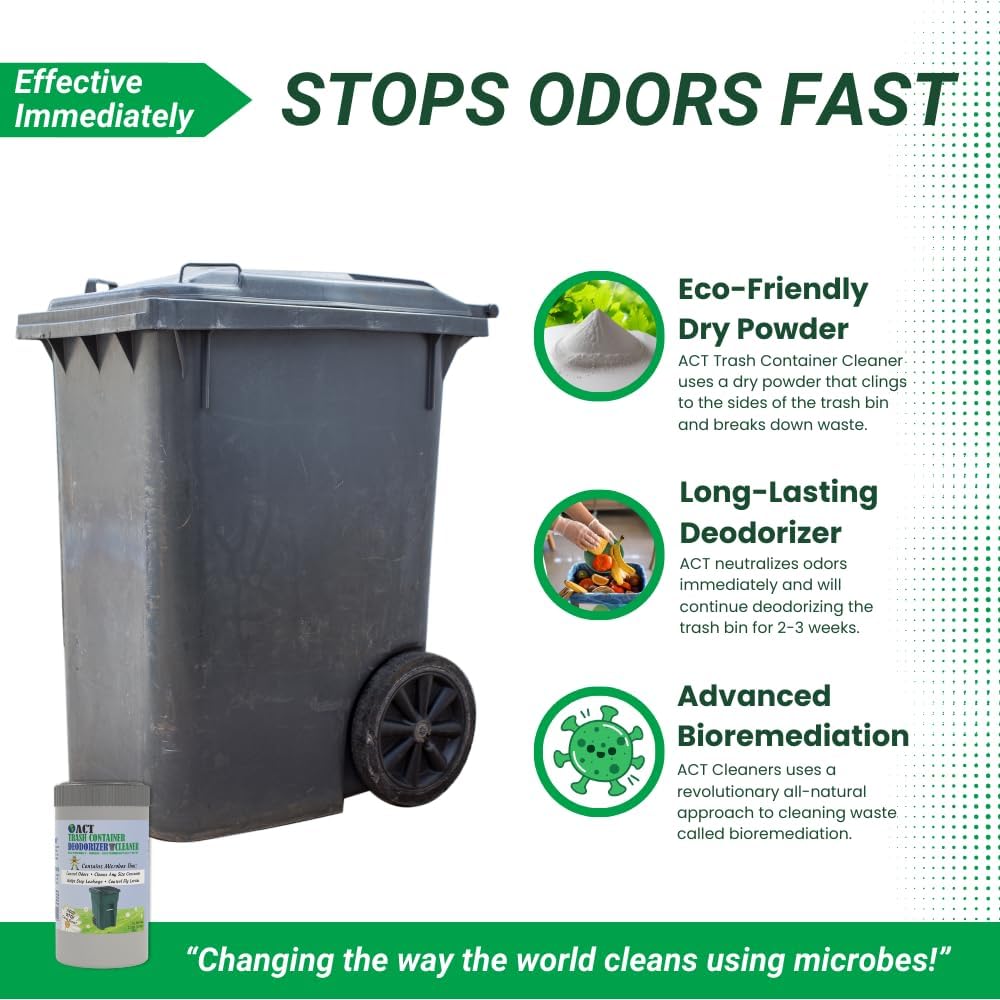 ACT Trash Deodorizer and Cleaner | Eliminates Odors Controls Garbage Sludge | for Garage and