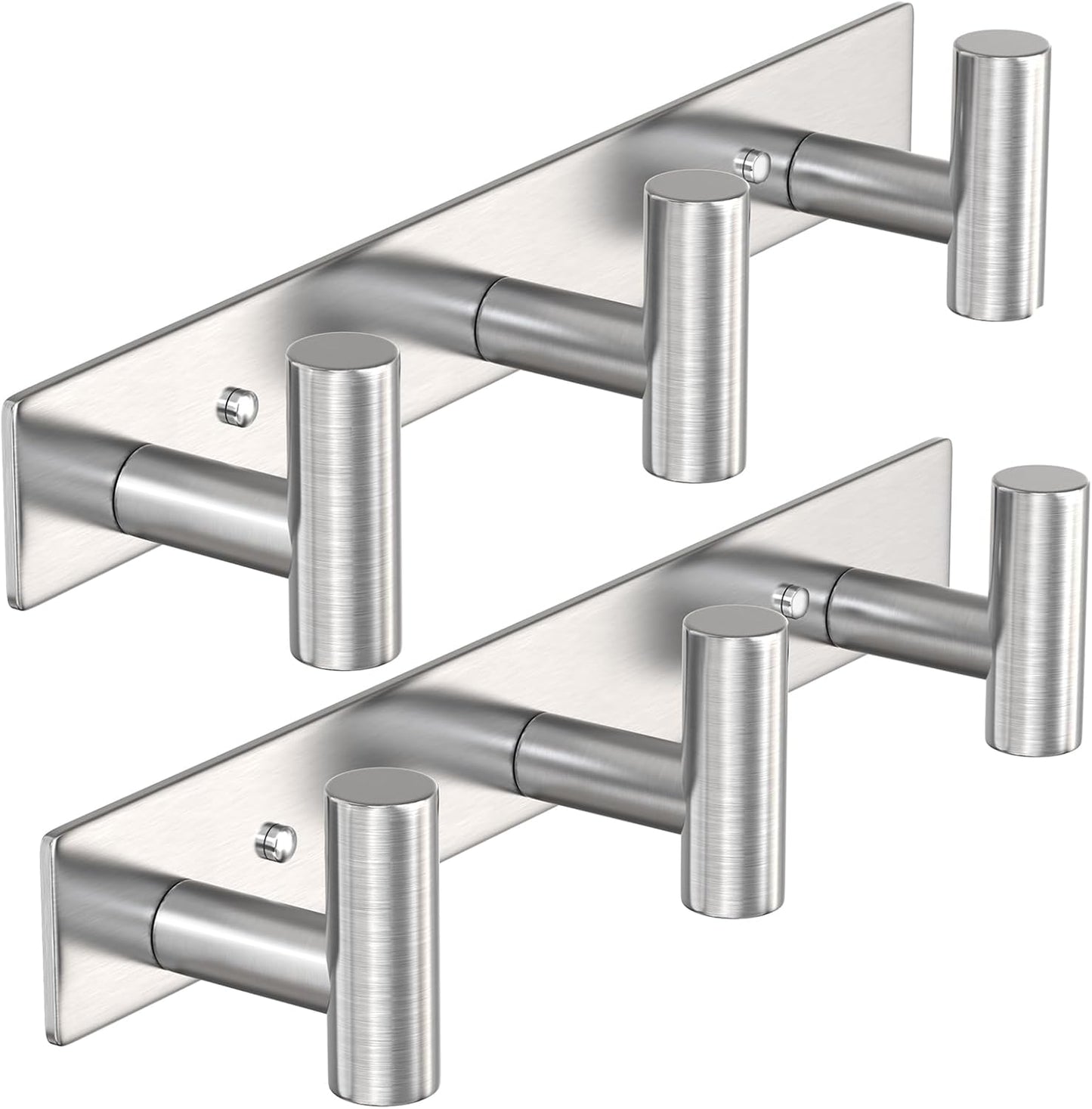 VAEHOLD Silvery Hat and Coat Wall Mount Rack - 3 Hooks for Robes, Bags, Keys, and Towels - Bathroom