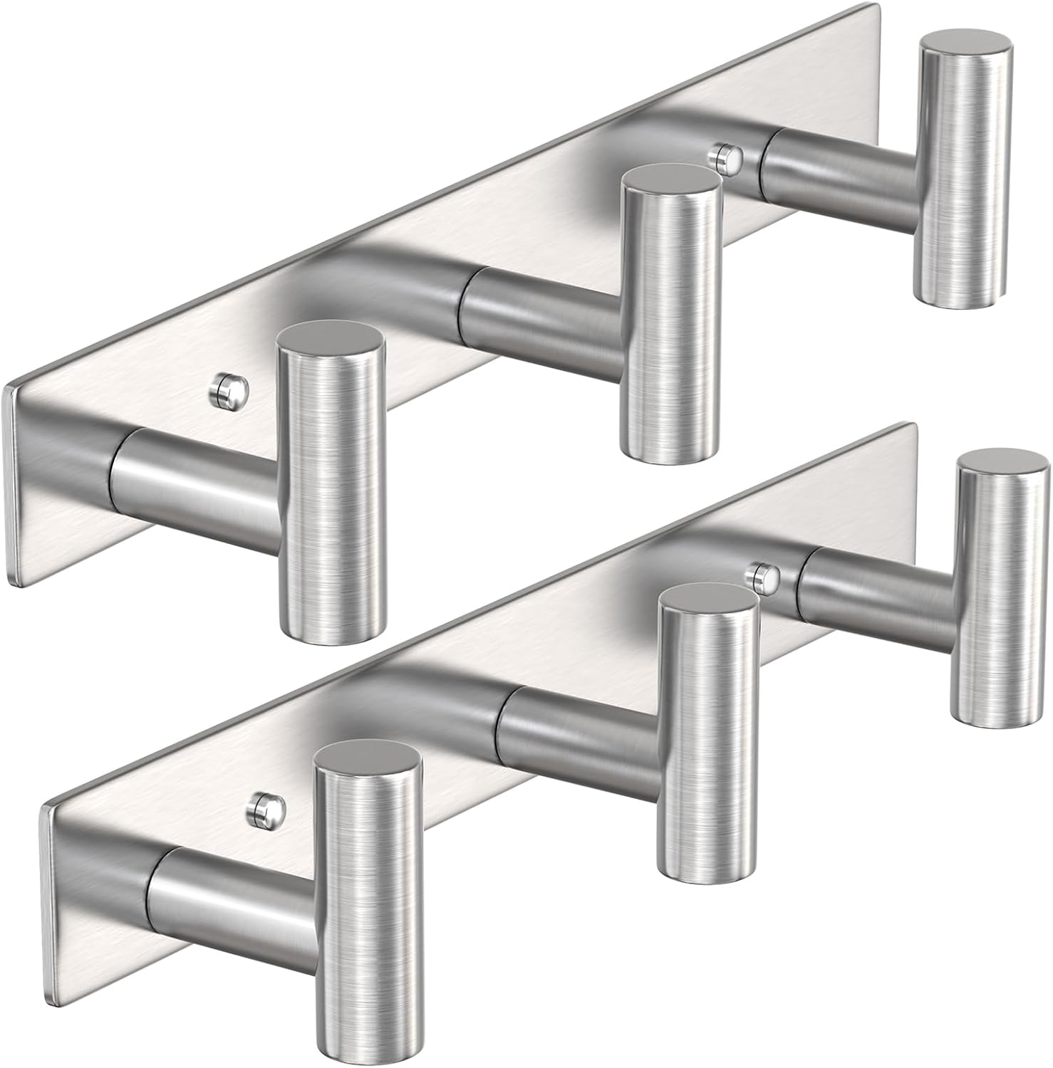 VAEHOLD Silvery Hat and Coat Wall Mount Rack - 3 Hooks for Robes, Bags, Keys, and Towels - Bathroom