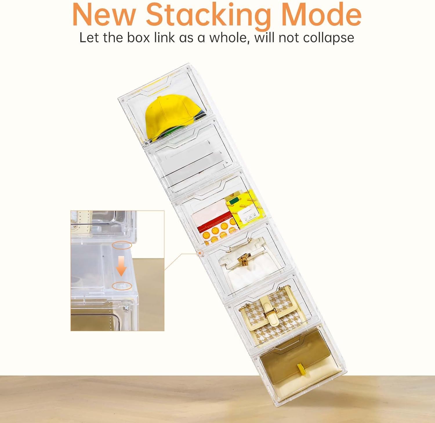 6 Pack Closet Organizers and Storage,Clear Stackable Plastic Storage Bins with Lids Magnetic