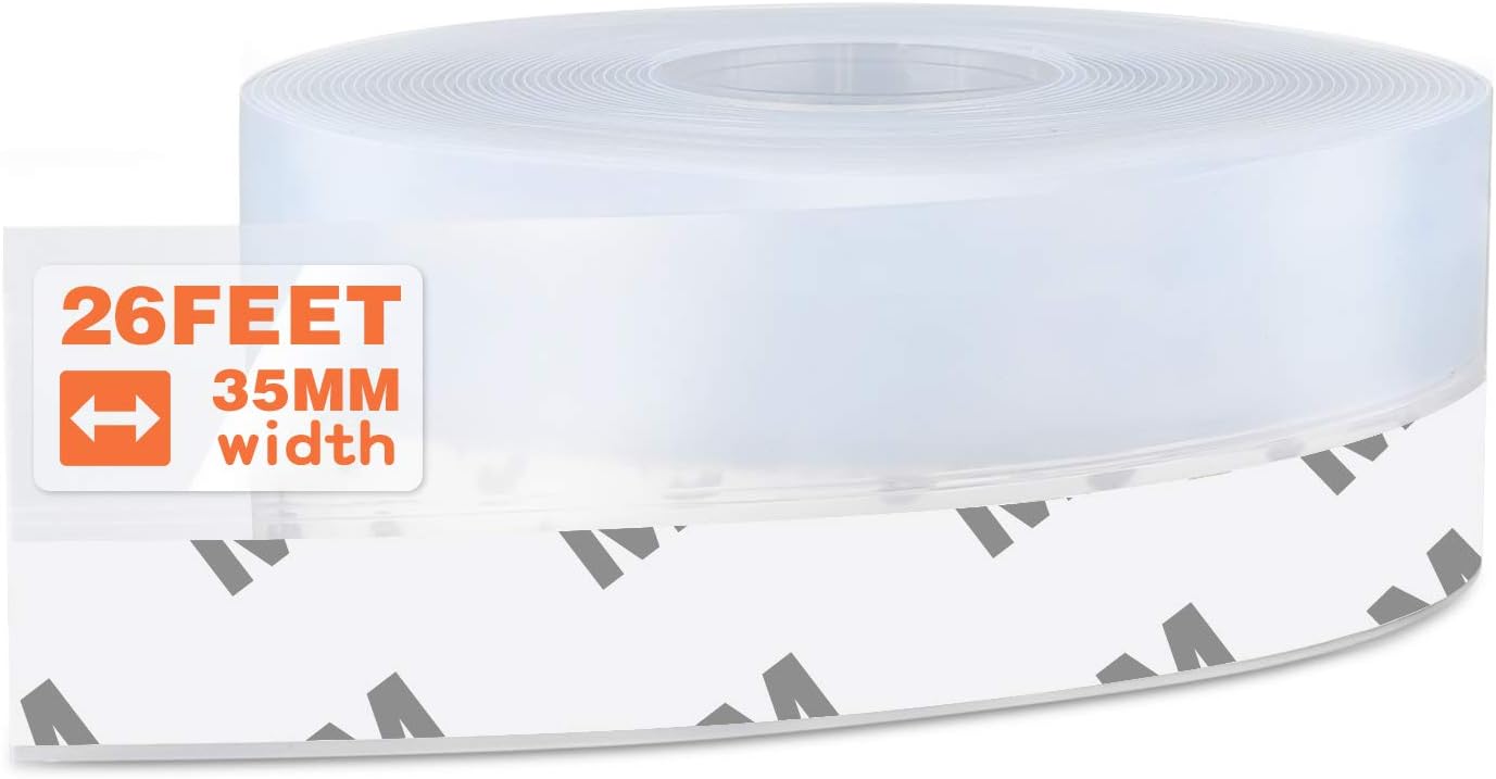 26 Feet Silicone Seal Strip, Transparent, 35MM - Door & Window Seal, Draft Stopper Adhesive Tape