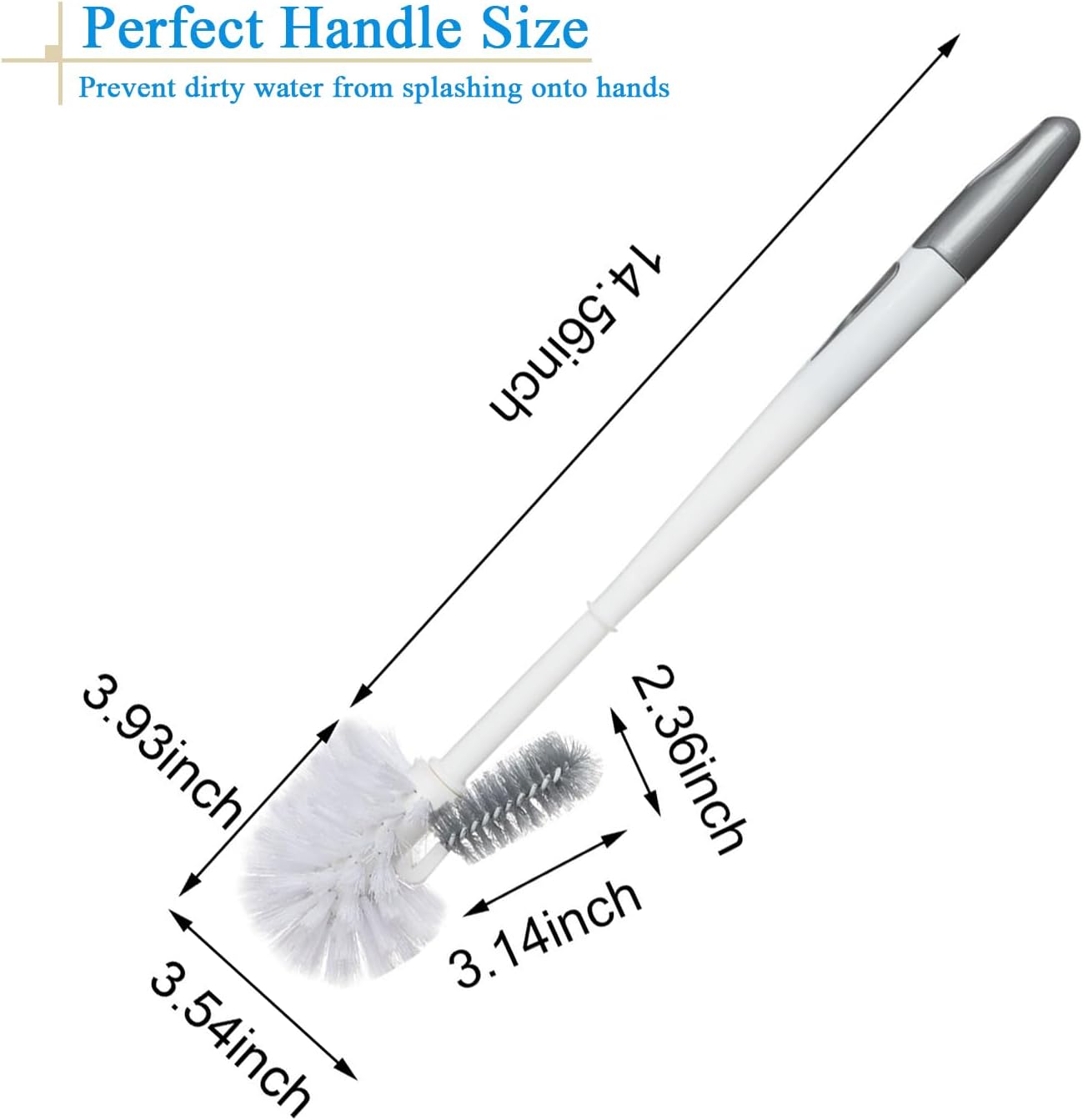 2 Pack Toilet Bowl Brush Without Holder for Bathroom, Under-Rim Double Brush Head, Long Handle