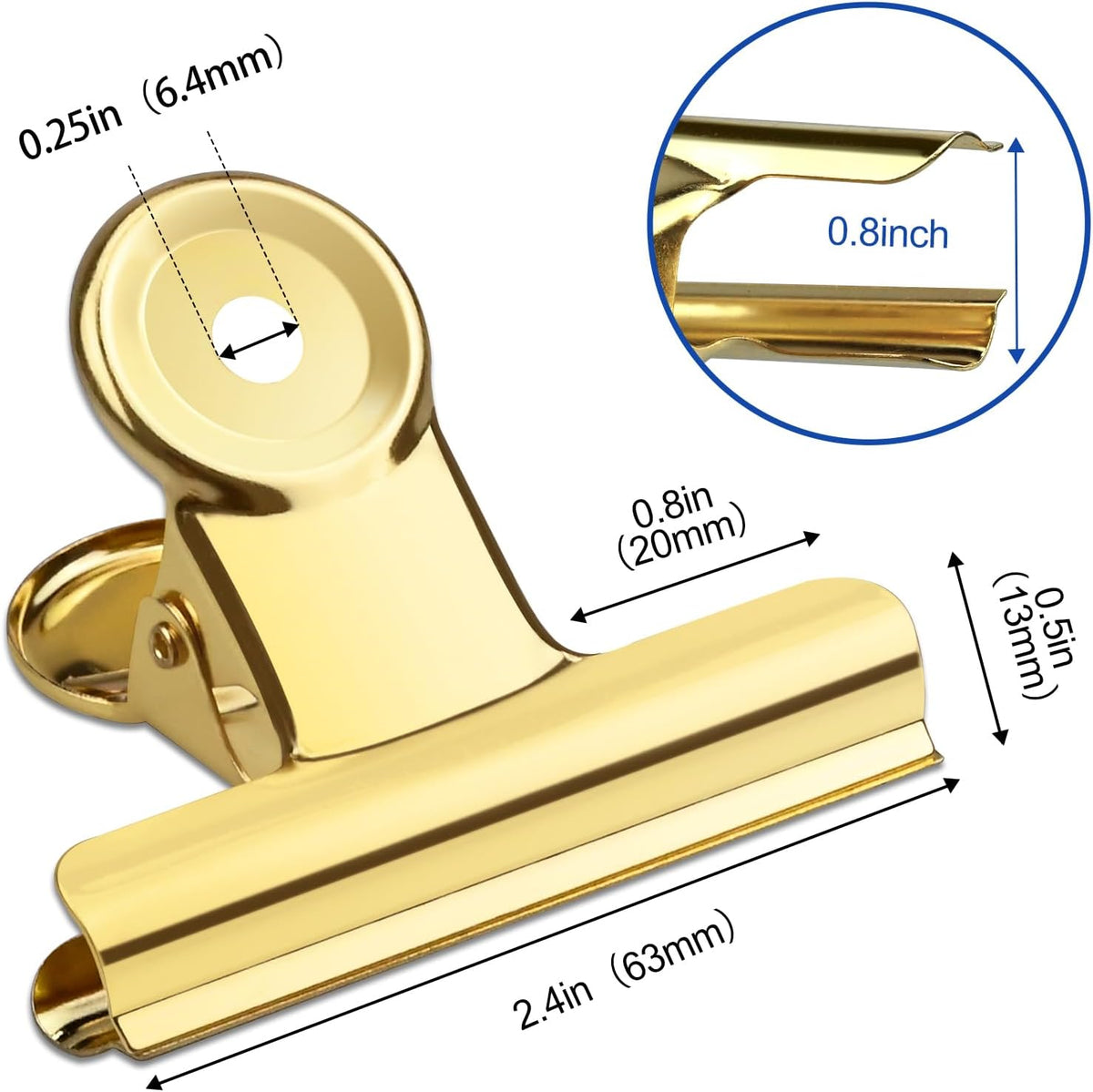 10 Pack Large Metal Hinge Clips 2.5 Inches Bull Hinge Paper Clips Gold Bulldog Clips for Crafts