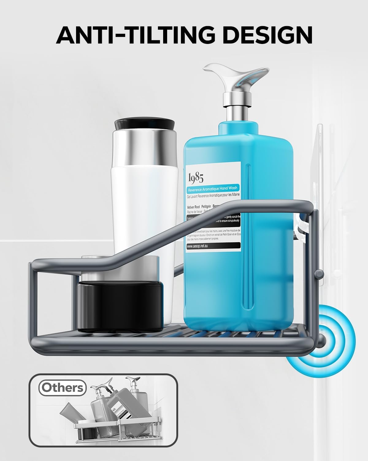 Nieifi Shower Caddy Shelf with Hooks Storage Rack Organizer Adhesive Stainless Steel Without