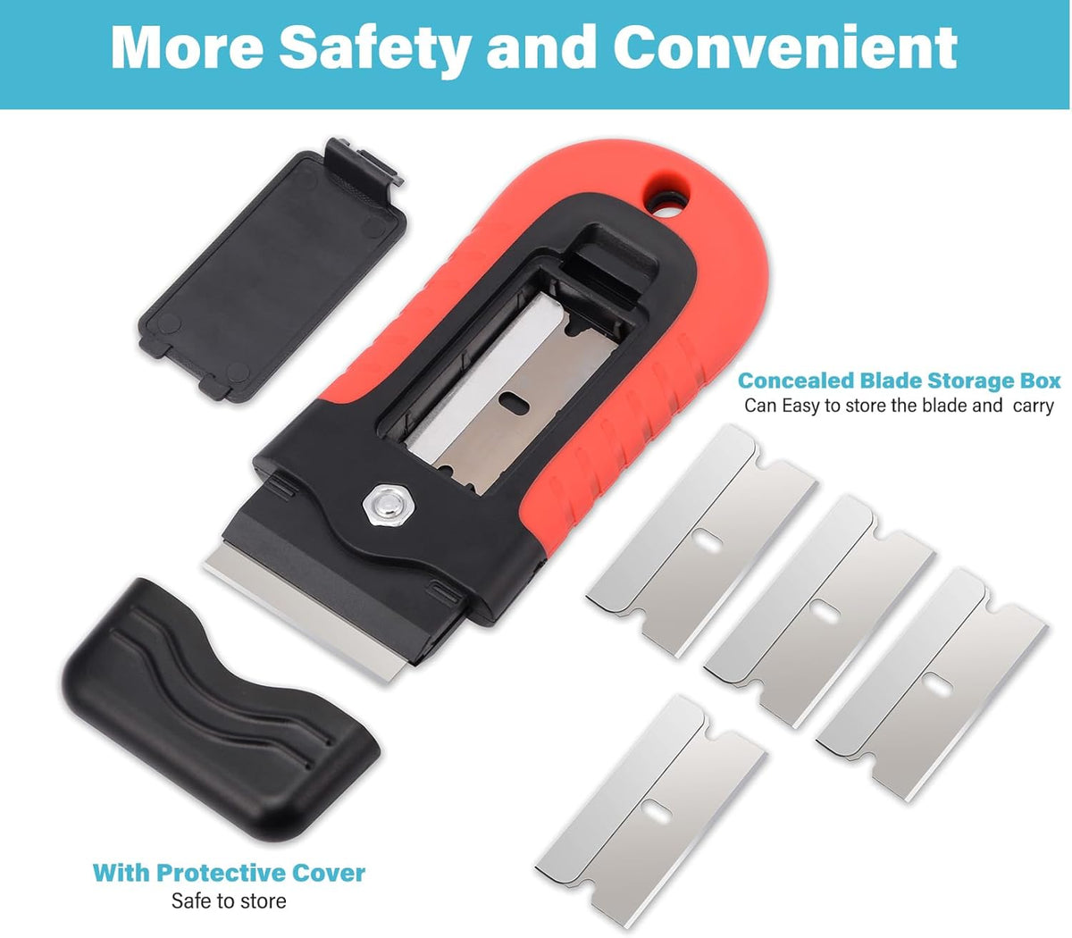 Gomake Razor Blade Scraper Tool with Blade Storage Container, Glass Cooktop Stove Scraper with