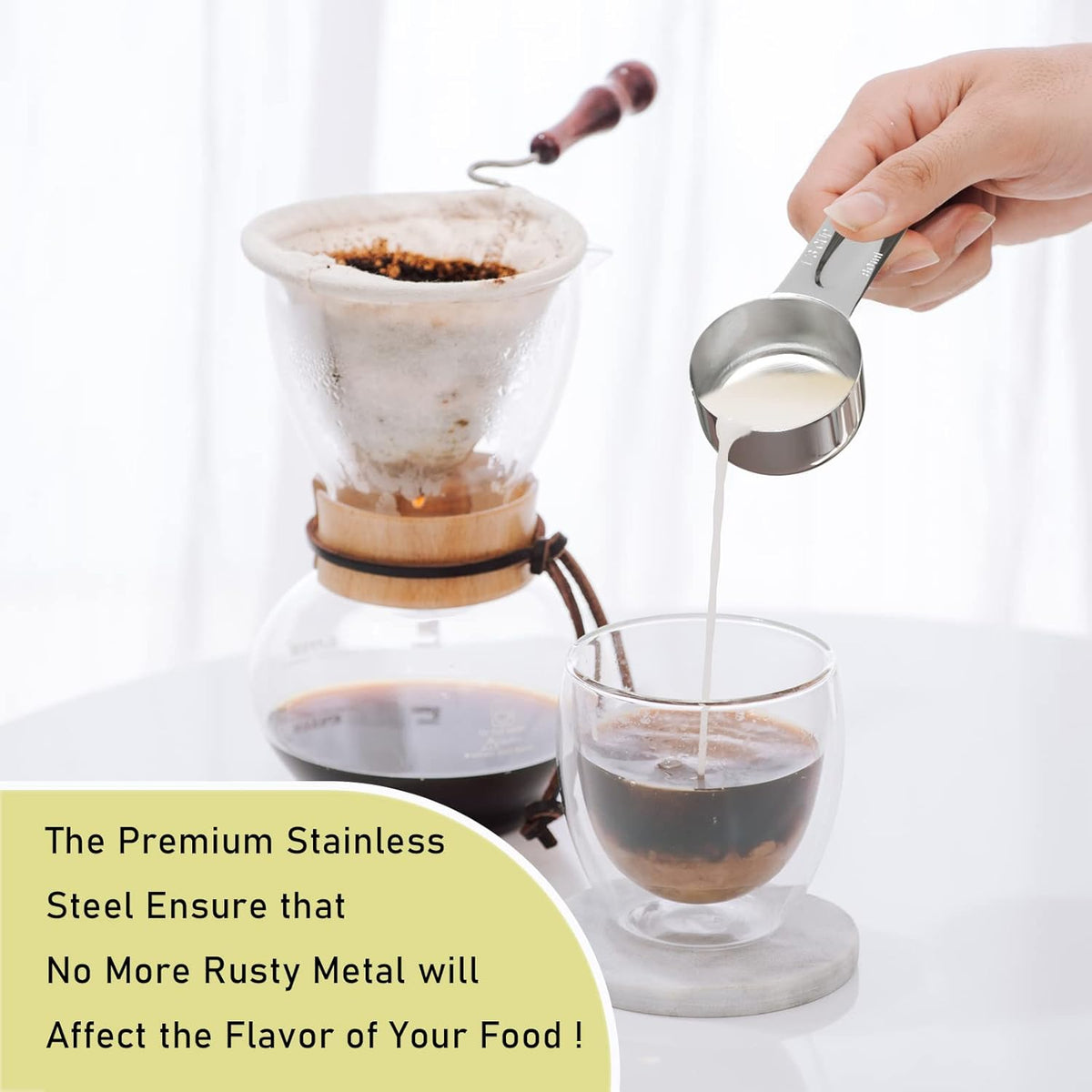 1PCS 1/3Cup (80ml, 2.7oz) Single Measuring Cup, Stainless Steel Measure Scoop, Metric and US
