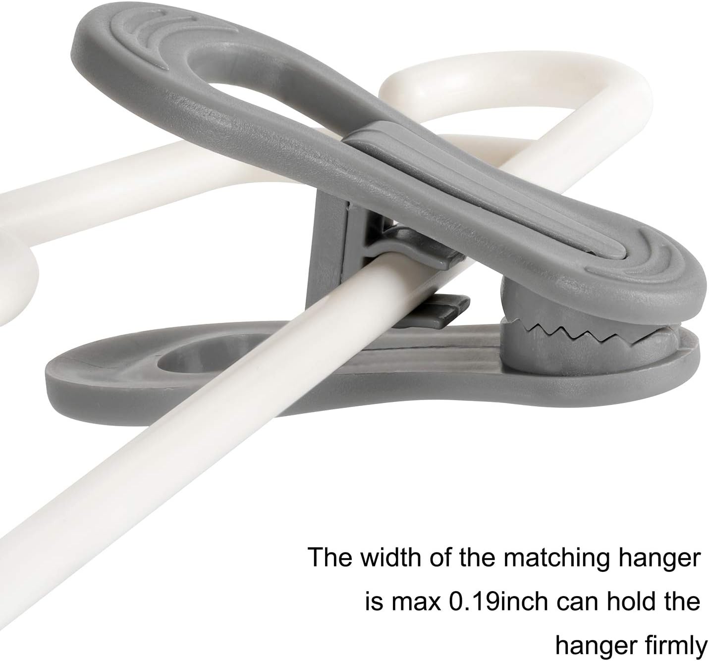 Tinfol 24pc Grey Plastic Hanger Clips, Strong Pinch Grip Finger Clips for Plastic Clothes Hangers