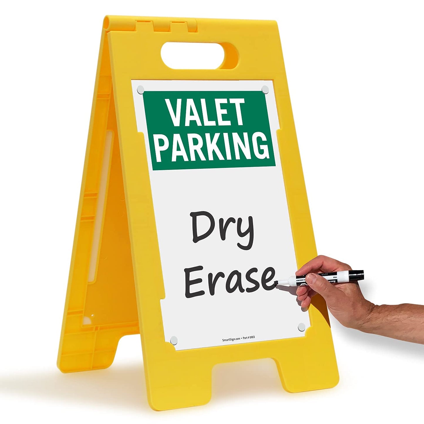 SmartSign 25 x 12 inch Dry Erase “Valet Parking” Two-Sided Write-On Standing Floor Sign